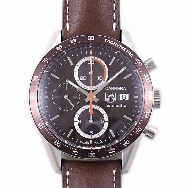 タグホイヤー　TAG HEUER　カレラ　タキメトリック　CV2013.FC6206　自動巻き　メンズ　ブラウン　革ベルト