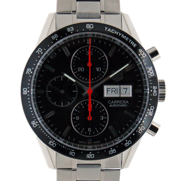 タグホイヤー　TAG HEUER　カレラ　クロノグラフ　キャリバー１６　デイデイト　CV201AH.BA0725　SS　ブラック　新品