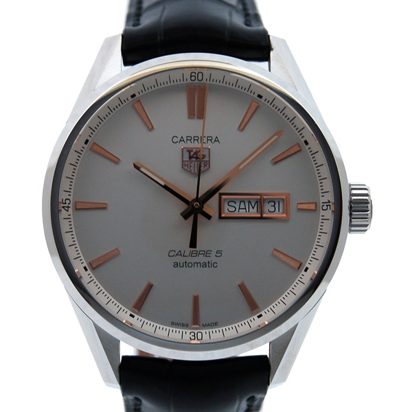 タグホイヤー　TAG HEUER　カレラ　デイデイト　キャリバー5　WAR201D.FC6266　SS　シルバー　革ベルト　新品