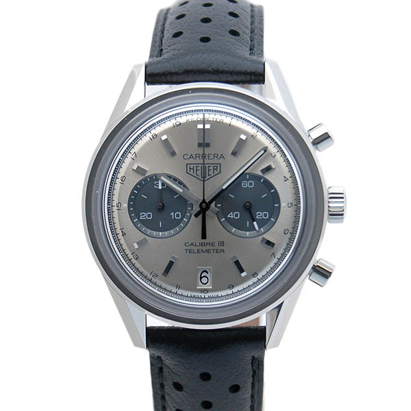 タグホイヤー　TAG HEUER　カレラ　クロノグラフ　テレメーター　グラスボックス　CAR221A.FC6353　39mm　SS　革ベルト　シルバー　新品