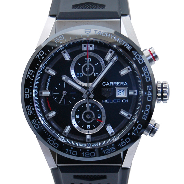 タグホイヤー　TAG HEUER　カレラ　クロノグラフ　キャリバー　ホイヤー01　CAR201Z.FT6046　ブラック　ラバー　新品