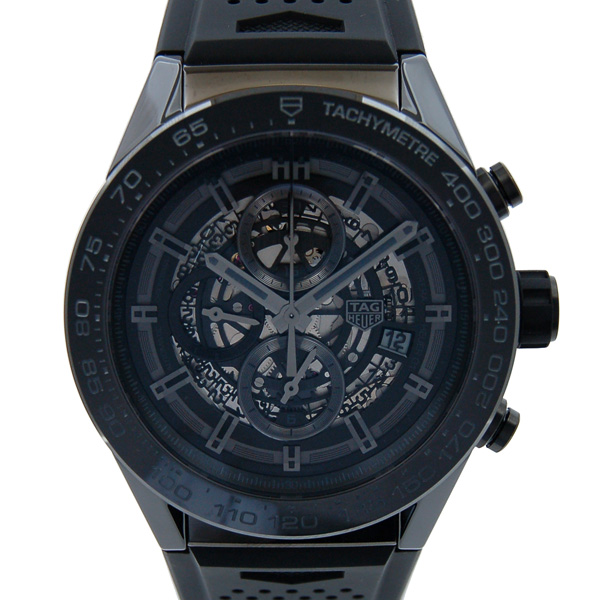 タグホイヤー　TAG HEUER　カレラ　クロノグラフ　キャリバー　ホイヤー01　ブラックセラミック　CAR2A90.FT6071　ラバーベルト　新品