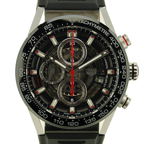 タグホイヤー　TAG HEUER　カレラ　キャリバーホイヤー01　CAR201V.FT6046　43mm　ブラック　ラバーベルト　新品