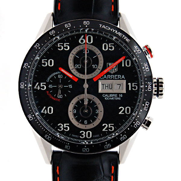 タグホイヤー　TAG HEUER　カレラ　タキメータークロノ　デイデイト　ブラック　CV2A19.FC6269　自動巻　SS　革ベルト　新品
