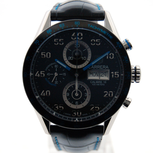 タグホイヤー　TAG HEUER　カレラタキメータークロノ　デイデイト　CV2A1C.FC6279　ブラック　青針　SS　43mm　新品