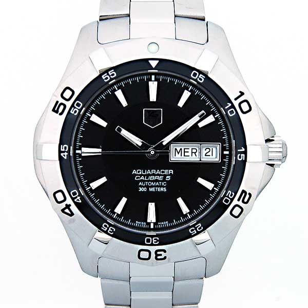 タグホイヤー　TAG HEUER　ニューアクアレーサー　デイデイト　WAF2010.BA0818 　自動巻　SS　ブラック　300m防水