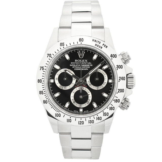 ロレックス　ROLEX　デイトナ　Ref.116520　SS　ブラック　白文字盤付き　ランダム番　鏡面バックル　USED　中古