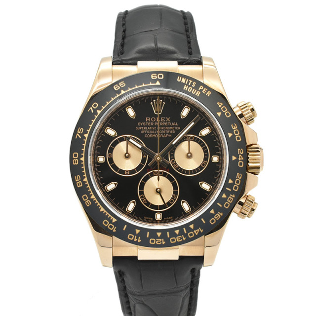 ロレックス　ROLEX　デイトナ　Ref.116515LN　18KERG　セラミックベゼル　40mm　ブラック/ピンク　革ベルト　ランダム番　USED　中古