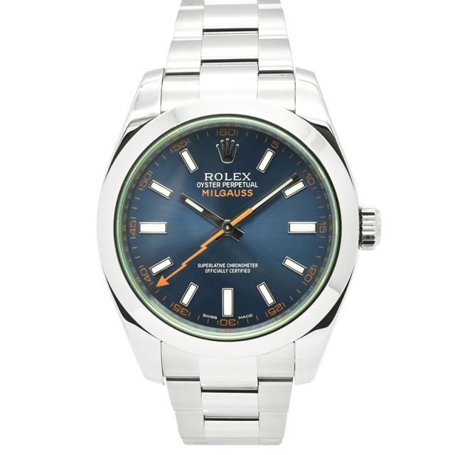 ロレックス　ROLEX　ミルガウス　116400GV　Zブルー　グリーンガラス　40mm　USED　中古