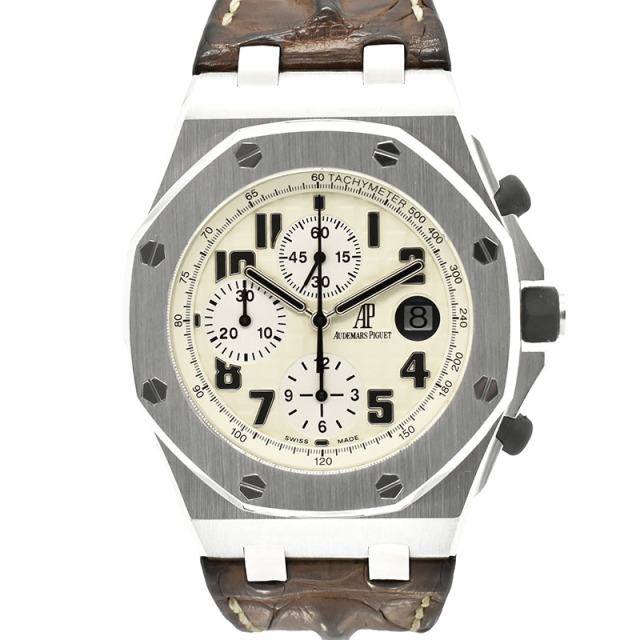 オーデマ・ピゲ　AUDEMARS PIGUET　ロイヤルオーク オフショアクロノグラフ　26170ST.OO.D091CR.01　アイボリー　革ベルト　42mm　USED　中古