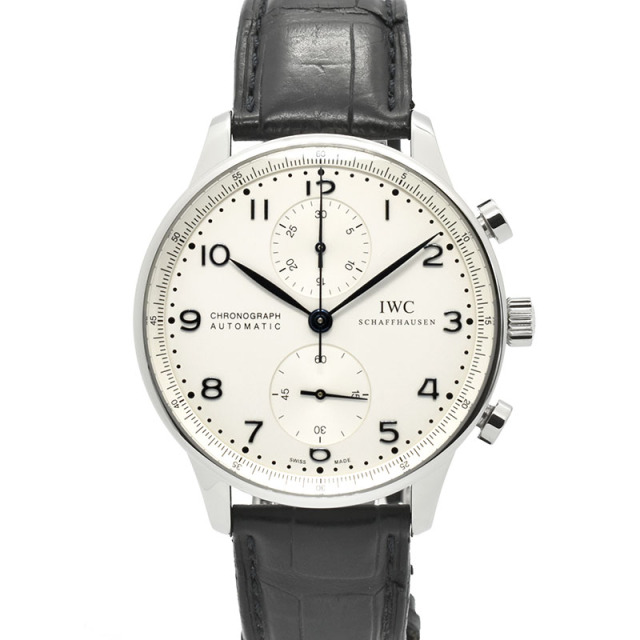 IWC　ポルトギーゼ クロノグラフ　IW371446　シルバー　青針　41mm　USED　中古