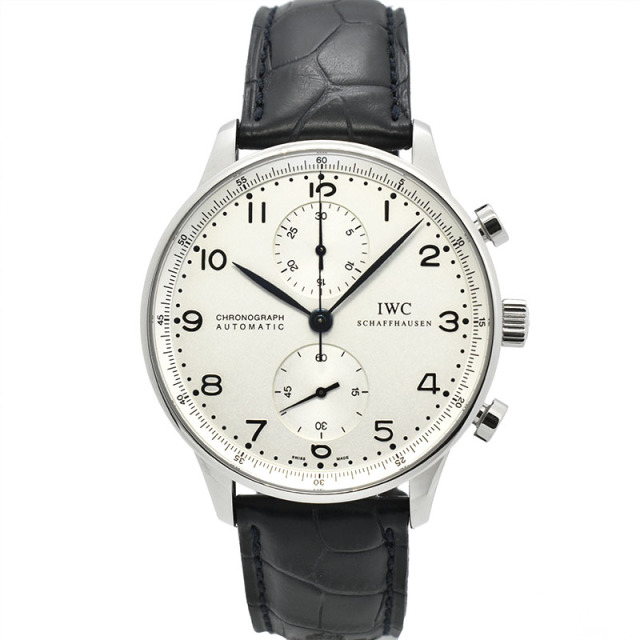 IWC　ポルトギーゼ クロノグラフ　IW371446　シルバー　青針　41mm　USED　中古