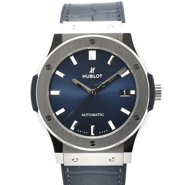 ウブロ　HUBLOT　クラシックフュージョン チタニウム　511.NX.7170.LR　ブルー　45mm　USED　中古