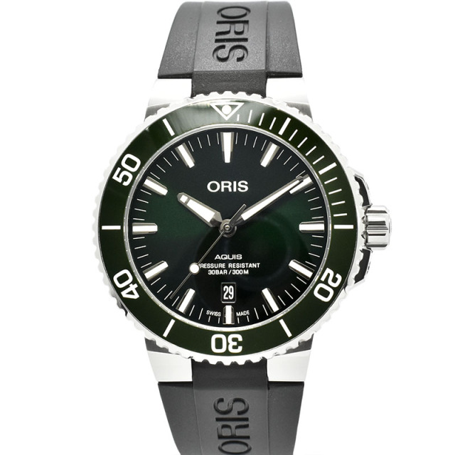 オリス　ORIS　アクイス デイト　733 7730 4157R　グリーン　43.5mm　USED　中古