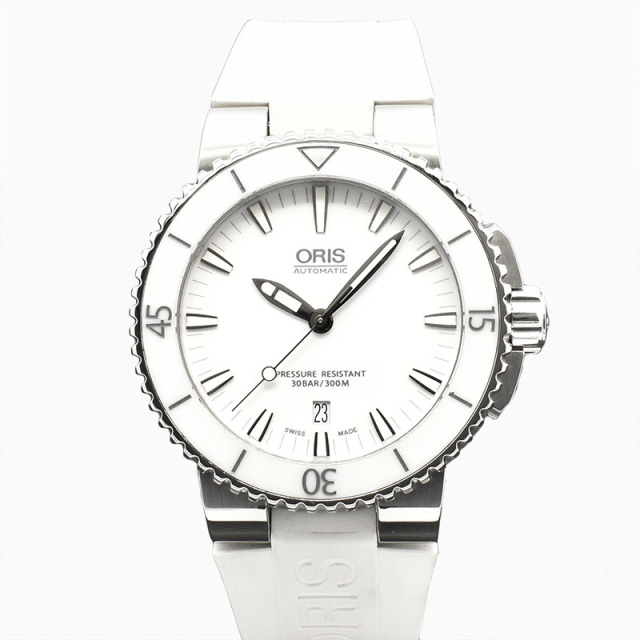 オリス　ORIS　アクイス デイト　733 7653 4156R　ホワイト　43mm　USED　中古
