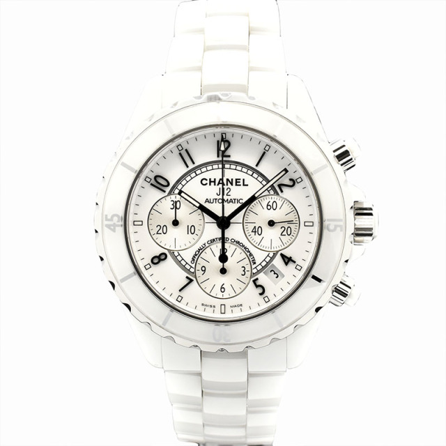 シャネル　CHANEL　J12 クロノグラフ　H1007　ホワイトセラミック　メンズ　41mm　USED　中古