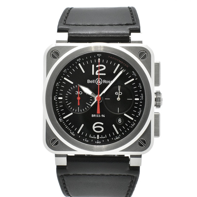ベル＆ロス　BELL＆ROSS　BR03-94 ブラックスティール　BR0394-BLC-ST/SCA　SS　42mm　ブラック　USED　中古