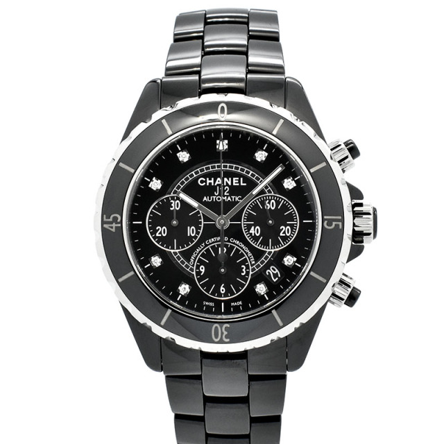 シャネル　CHANEL　J12 クロノグラフ　H2419　9Pダイヤ　41mm　USED　中古