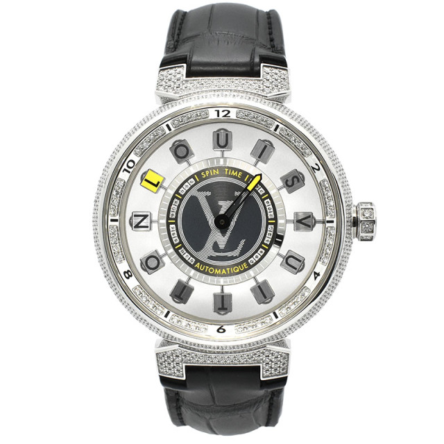 ルイヴィトン　LOUIS VUITTON 　タンブール スピンタイム パヴェダイヤ　Q1EG7Y　42mm　18KWG　USED　中古