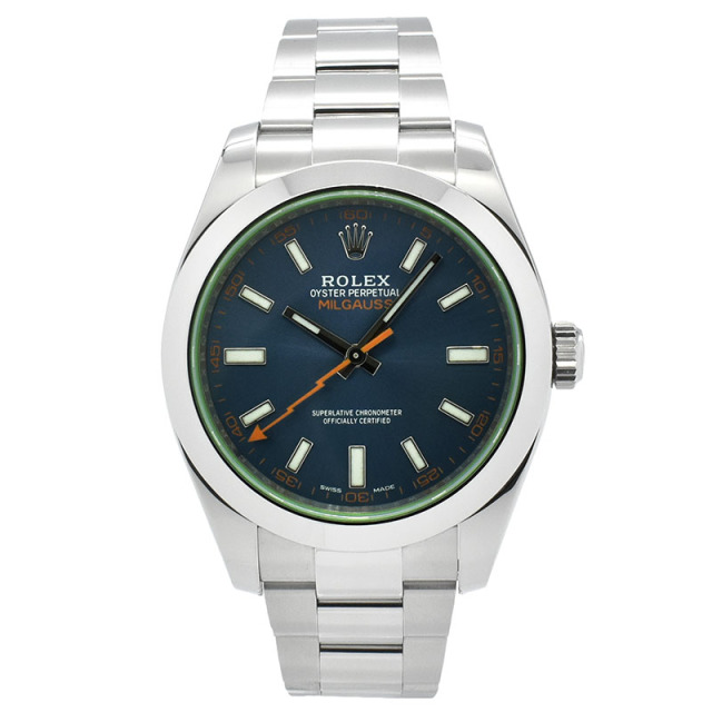 ロレックス　ROLEX　ミルガウス　116400GV　Zブルー　グリーンガラス　40mm　USED　中古
