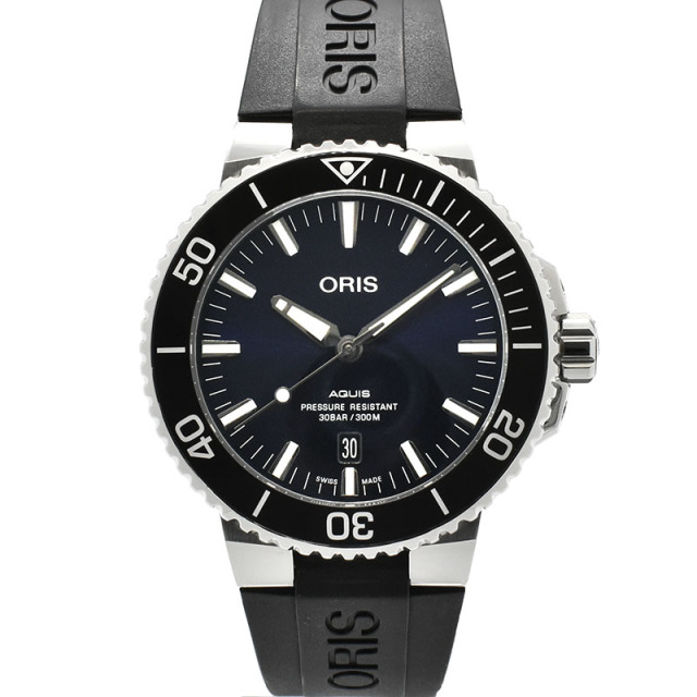 オリス　ORIS　アクイス デイト　733 7730 4135R　43.5mm　ブルー　USED　中古