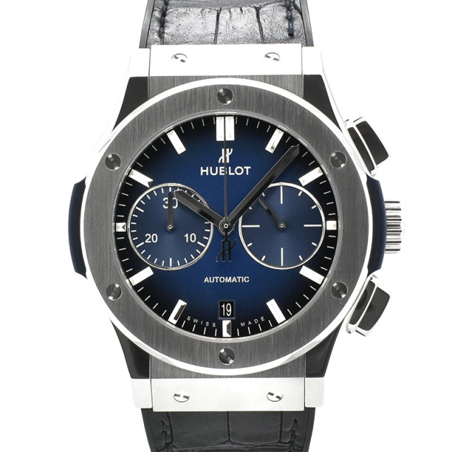 ウブロ　HUBLOT　クラシックフュージョン チタニウム クロノグラフ ディープブルー　521.NX.6670.LR.JPN18　日本限定　45mm　USED　中古
