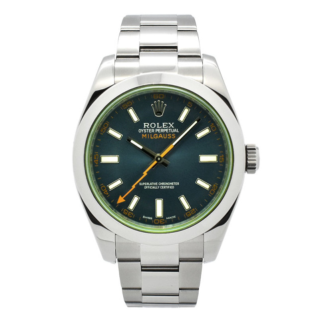 ロレックス　ROLEX　ミルガウス　116400GV　Zブルー　グリーンガラス　40mm　USED　中古