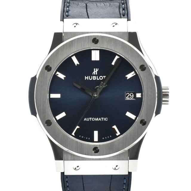 ウブロ　HUBLOT　クラシックフュージョン チタニウム　511.NX.7170.LR　ブルー　45mm　USED　中古