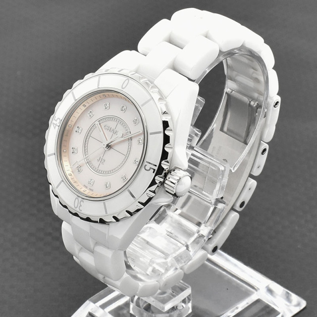 シャネル CHANEL J12 33 12Pダイヤ H5513 世界1200本限定 ピンクシェル クォーツ USED 中古