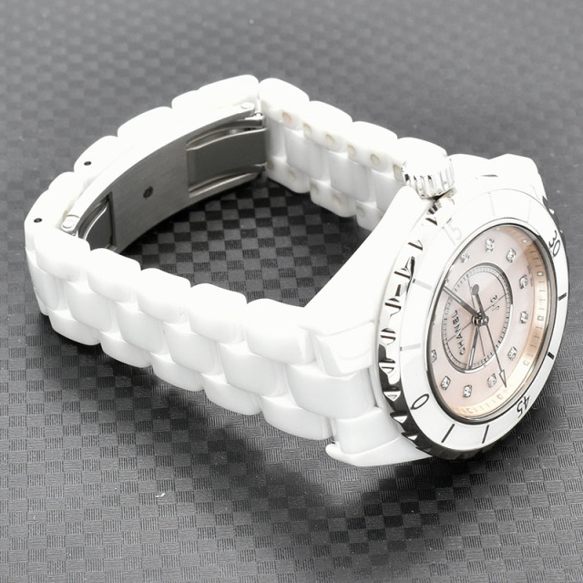 シャネル CHANEL J12 33 12Pダイヤ H5513 世界1200本限定 ピンクシェル クォーツ USED 中古