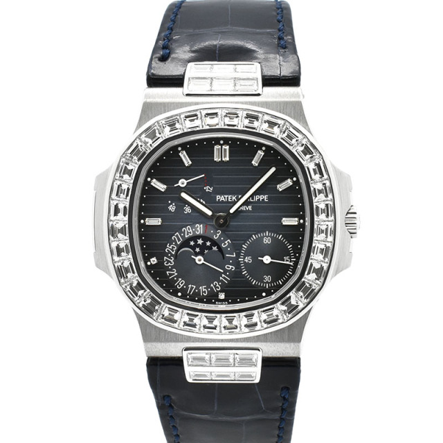 パテックフィリップ　PATEK PHILIPPE　ノーチラス プチコンプリケーション バゲットダイヤ　5724G-001　ブラック・ブルー　40mm　18KWG　USED　中古