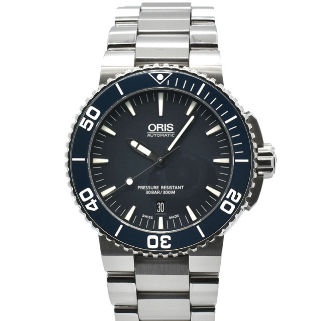 オリス　ORIS　アクイス デイト　733 7653 4155M　SS　ブルー　43mm　USED　中古