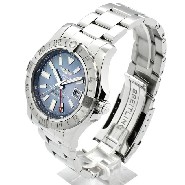 ブライトリング BREITLING アベンジャー2 GMT ブルーMOP A329CMPPSS(A32390) 日本限定 43mm SS USED 中古