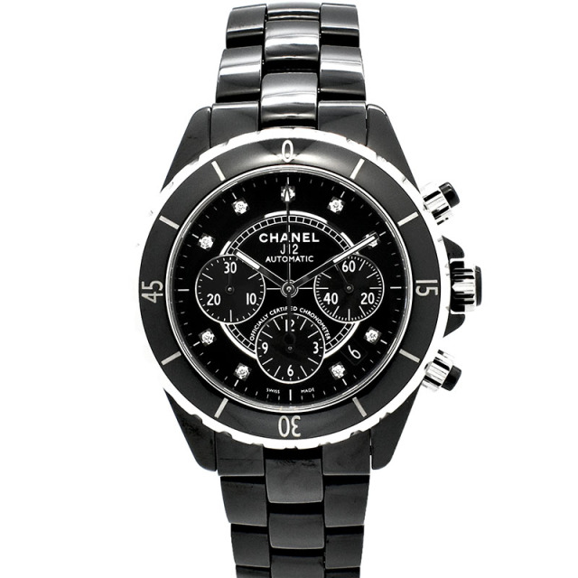 シャネル　CHANEL　J12 クロノグラフ　H2419　9Pダイヤ　41mm　USED　中古