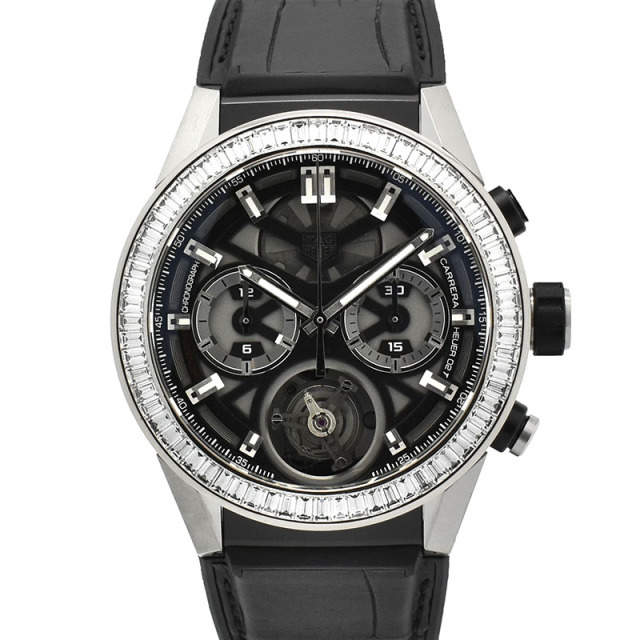 タグホイヤー　TAG HEUER　カレラ ホイヤー02T トゥールビヨン バゲットダイヤモンド　CAR5A81.FC6377　45mm　USED　中古