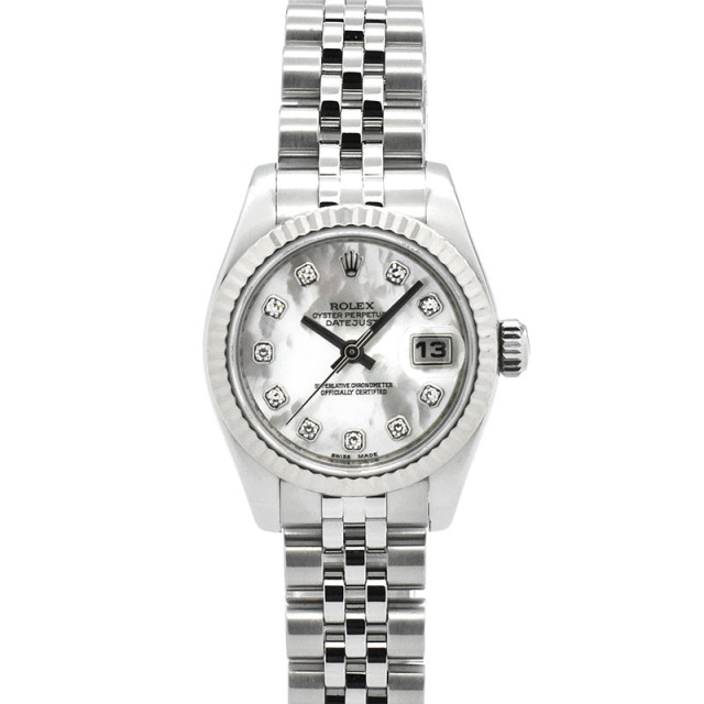 ロレックス　ROLEX　デイトジャスト　Ref.179174NG　ホワイトシェル/10Pダイヤ　26mm　Z番　USED　中古