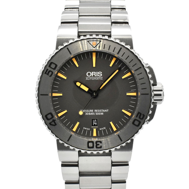オリス　ORIS　アクイス デイト　733 7653 4158M　SS　グレー　43mm　USED　中古