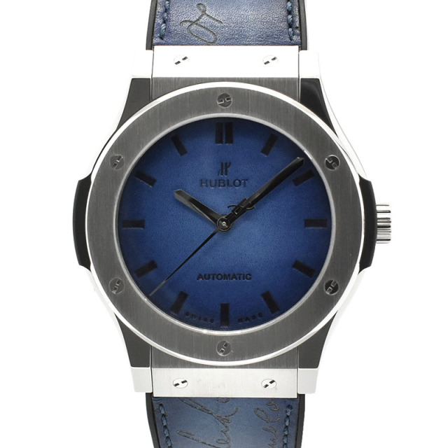 ウブロ　HUBLOT　クラシックフュージョン ベルルッティ スクリット オーシャンブルー　511.NX.050B.VR.BER16　世界500本限定　ブルー　ベネチアレザー　45mm　USED　中古