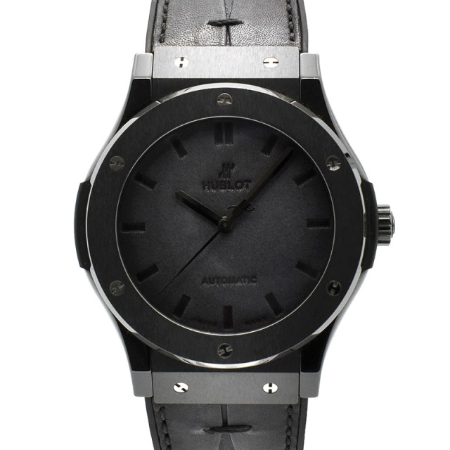 ウブロ　HUBLOT　クラシックフュージョン ベルルッティ オールブラック　511.CM.0500.VR.BER16　世界500本限定　セラミック　ヴェネチアレザー　45mm　USED　中古