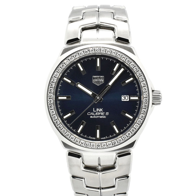 タグホイヤー　TAG HEUER　リンク キャリバー5 ダイヤモンド　WBC2113.BA0603　41mm　ブルー　USED　中古