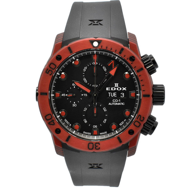 【美品】EDOX エドックス クロノオフショア1 自動巻き 01115カーボン 01115-3-BUIN エドックス クロノオフショア1 ｜ 高級腕時計 正規