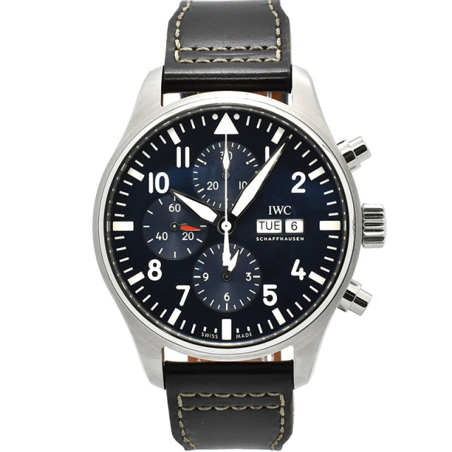 IWC　パイロットウォッチ クロノグラフ プティ・プランス　IW377714　デイデイト　ブルー　43mm　自動巻　USED　中古