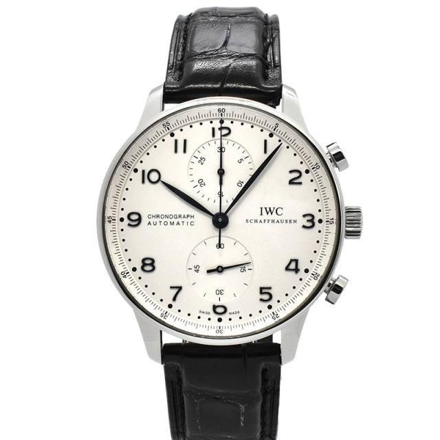 IWC　ポルトギーゼ クロノグラフ　IW371446　シルバー　青針　41mm　USED　中古