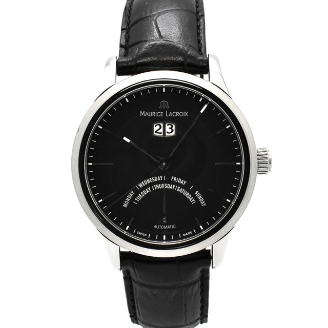 モーリスラクロア　MAURICE LACROIX　レ・クラシック デイ レトログラード　LC6358-SS001-33E　40mm　ブラック　USED　中古