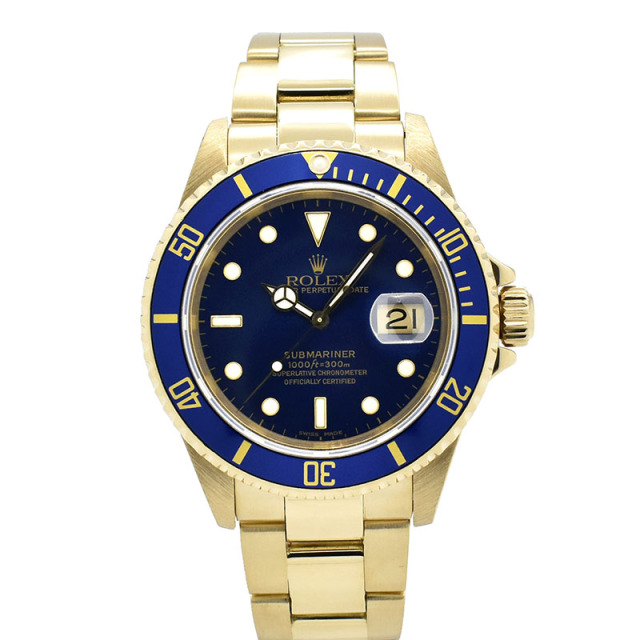 ロレックス　ROLEX　サブマリーナデイト　Ref.16618　18KYG　P番　ブルー　40mm　USED　中古
