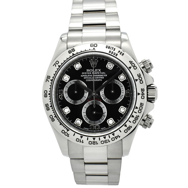 ロレックス　ROLEX　コスモグラフ デイトナ　Ref.116509G　ブラック　8Pダイヤ　18KWG　40mm　D番　USED　中古