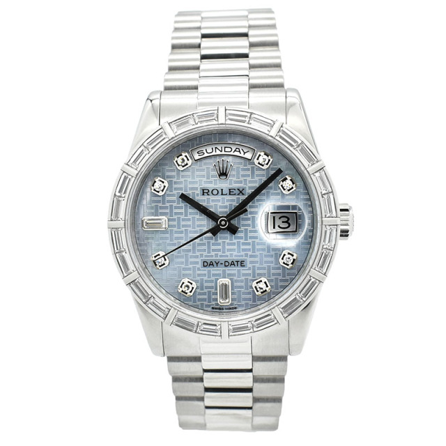 ロレックス　ROLEX　デイデイト ベゼルバケットダイヤ　Ref.118366　オックスフォードダイヤル　プラチナ　36mm　P番　USED　中古