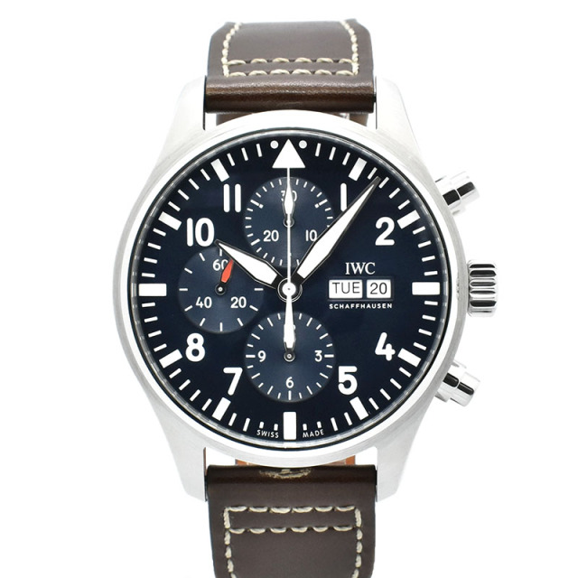 IWC　パイロットウォッチ クロノグラフ プティ・プランス　IW377714　デイデイト　ブルー　43mm　自動巻　USED　中古