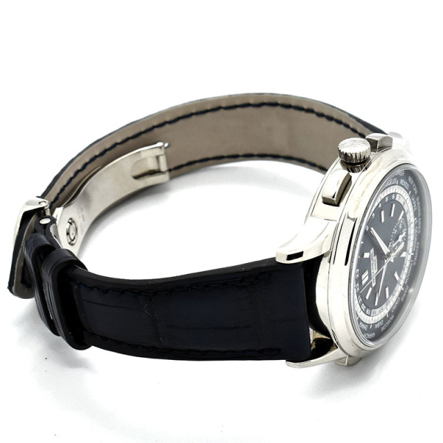 パテックフィリップ PATEK PHILIPPE コンプリケーション ワールドタイム クロノグラフ 5930G-001 39.5mm 18KWG 革ベルト 自動巻き ブルー USED 中古
