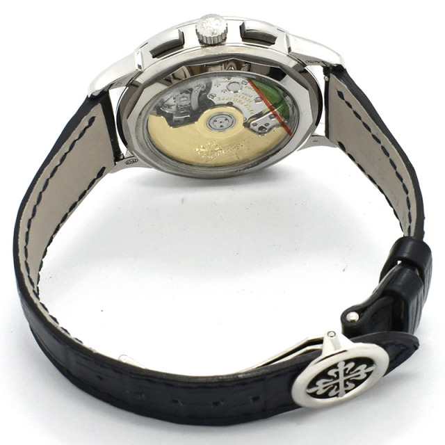 パテックフィリップ PATEK PHILIPPE コンプリケーション ワールドタイム クロノグラフ 5930G-001 39.5mm 18KWG 革ベルト 自動巻き ブルー USED 中古